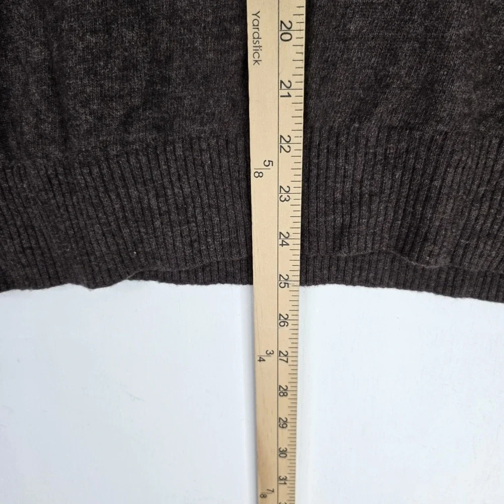 Banana Republic Sweater Mens L Brown Wool Blend Italian Yarn 1/4 Zip Button Read